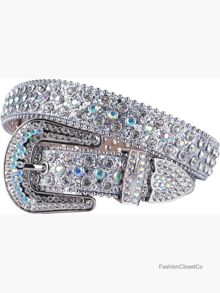 Rhinestone Western Bling Luxury Strap Leather Sparkle Studded Belt 1-1/7" Wide